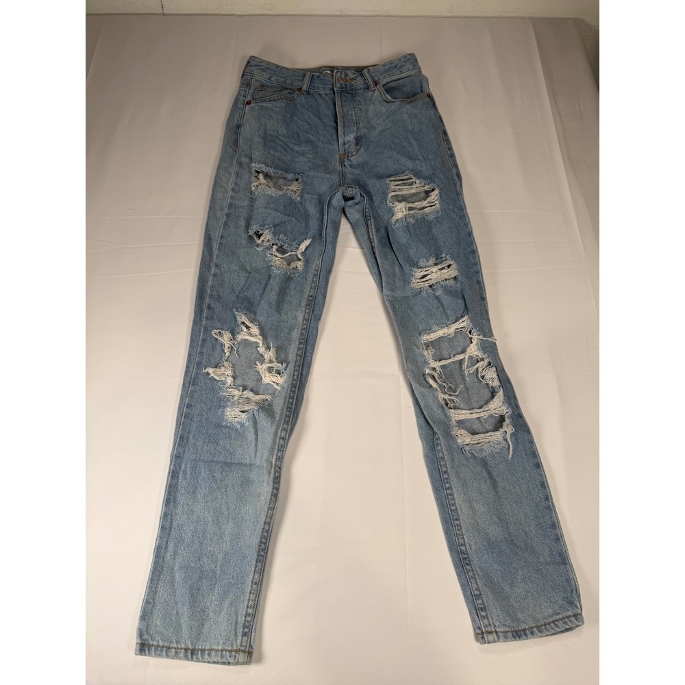 SONG Classic Mom Jean Light Wash Distressed Ripped Denim Size 3 26
